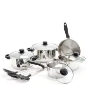 Old Dutch 1515 12 Pc Stainless Steel Kitchen Tools Cookware Sets, Black
