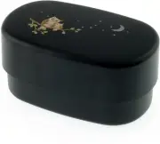 Kotobuki Japanese 2-Tiered Bento Box, Black Owl/Moon/Stars