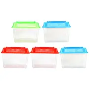 5 Pcs Portable Fish Tank Pet Box Travel Plastic Tortoise Living Reptile