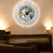 24" Selenite Round Wall Mirror Luxury Bathroom Dressing Table Bedroom Mirror Dec