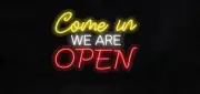 NEW "COME IN WE ARE OPEN" 31x24 LED FLEX WALL SIGN COLOR OPTIONS & REMOTE LF223