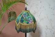 Lampshade scallop burgundy gathering hand-stitched table lampshade floor lampsha