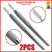 2 Pcs Sterile Surgical BP Scalpel Handle Blade Holder #3 Round Stainless Steel
