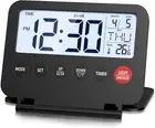 Digital Travel Alarm Clock, Foldable Calendar Temperature Timer Clock with LCD D