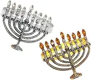 Mikinona 6pcs Hanukkah Menorah Napkin Rings Elegant Decorative Holders for Parties Celebrations and Everyday Dining Table Decor for Home Office Restaurants and Events
