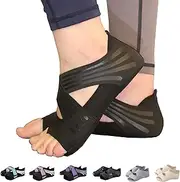 [ABIRAM] Yoga Socks Toeless Non-Slip Grips & Straps, for Pilates, Barre, Ballet, Bikram, Workout for Women