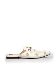 Ecru Leather Bee & Star Princetown Mules