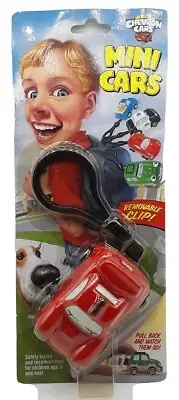 NOS Vintage Chevron Mini Cars Red Car Pull Back & Go Racer Clip-On Toy New Y2K