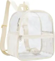 Clear Backpack for Stadium Events Clear Stadium Cream Nylon Shoulder Straps