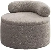 Plush Foot Stool Ottoman with Storage,Round Shoe Change Bench with Backrest,Solid Wood Frame,Multifunctional Sofa Stool,Home Décor Footrest Makeup Stool for Living Room,Bedroom,Entryway