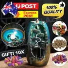 Backflow Ceramic Mountain Waterfall Smoke Incense Burner Cones Holder +110 Cones