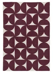 Loopsie Hidcote Burgundy and Ivory Geometric Washable Rug