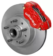 WILWOOD DISC BRAKE KIT,FRONT,PINTO,MUSTANG II,11" 1 PIECE ROTORS,RED CALIPERS