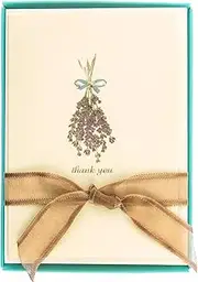 Graphique Lavender La Petite Presse Notecards, 10 Durable Embellished Gold Foil Hanging Lavender Notes with Matching Envelopes, 3.25" x 4.75"