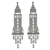 在飛比找momo購物網優惠-【KATE SPADE】帝國大廈造型鑲鑽飾穿式耳環(銀)