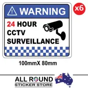 6 PACK Warning CCTV Security Surveillance Camera Sticker Sign 100mm x 80mm