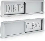 MIMILU Dishwasher Magnet Clean Dirty Sign by Stackd - Easy to Read & Slide Non-Scratching Strong Magnet Indicator w. Optional Adhesive Stickers. Simple Yet Stylish, Large Slim Letters (Silver Black)