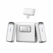 Wireless Lavalier Microphone,Plug Play DSP Noise Cancellation 24H Playtime Hi-Fi Audio Mini Lapel Microphone for Streaming Video Recording(Lighting,Silver)