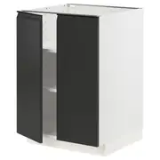 METOD base cabinet with shelves/2 doors, white/Upplöv matt anthracite, 60x60x80 cm