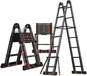 Extension Ladder, Aluminum Alloy Telescopic Ladder, Thickened Folding Ladder, 7 Steps Engineering Ladder for Changing Bulb, Paint The Walls,Clean The Window,Climbing The Tree 2.5+2.5=Straight 5m