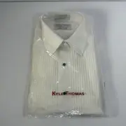 Kyle Thomas Tuxedo Shirt 1/4" Pleats Wing Collar White Men Size M3 15 - 32/33