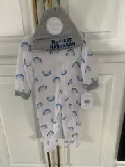 Kyle & Deena 2 piece Sleeper Set with cap My First Hanukkah 0-3 months