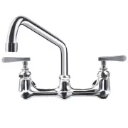 2-Handle Commercial Sink Faucet with 14” Swivel Spout 8” Center Wall Mount Ki...