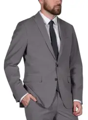 Perry Ellis Portfolio Mens Slim-Fit Micro-Grid Suit Jacket 42 Long Grey NWT $275