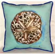 Betsy Drake ZP605C Sand Dollar - Teal Indoor & Outdoor Throw Pillow- 22 x 22 in.