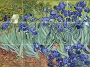 blue irises flowers garden van gogh ceramic tile mural backsplash