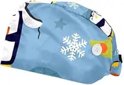 [WOSHJIUK] Working Hat 2 Pack Scrub Caps for Women,Snowflakes Christmas Penguin Snowman,Tie Back Cap Adjustable Scrub Hat