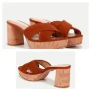 NWT Veronica Beard Women's Dory Suede Criss Cross Mule Sandals Sz 7.5 NWT 350