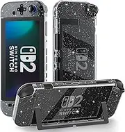 FANPL Case for Nintendo Switch 2 (2025), Dockable Clear Protective Cover for Switch 2 and Joy Con Controller - Strong and Durable, Not Easy to Fall Off (Glitter)
