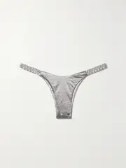 [ISA BOULDER] ISA BOULDER - Woven Metallic Stretch-satin Bikini Briefs - Silver - x large x large Silver