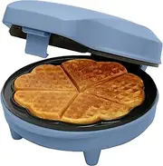 Bestron Waffle Maker for Classic Heart Waffles, Waffle Maker for Waffles in Heart Shape, with Indicator Light & Non-Stick Coating, Retro Design, 700 Watt, Colour: Baby Blue