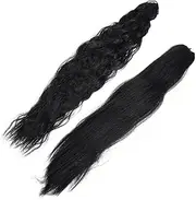 Beavorty 2pcs Long Black Curly Ponytail Hairpiece for Women Wig Extensions Create Versatile Hairstyles for All Day Comfort