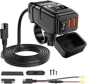Mellisso Motorcycle USB Charger 6.8A Quick Charge 3.0 Dual USB Motorcycle Phone Charger Motorcycle Accessories