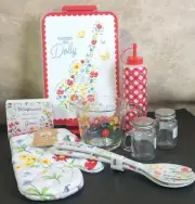 Dolly Parton Measuring Cup Salt Pepper Spoons Towel Flower Kitchen Lot New 7 Pc
