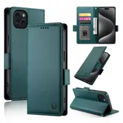 Wallet Case for IPhone 15 Plus,Slim Protective Shockproof Case With Card Holder,Premium PU Leather Kickstand-Green
