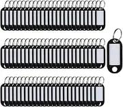 100 Pack Plastic Key Tags, Flexible Key Labels with Split Ring Label Window, Key Chain ID Tags, Key Identifiers for Name, Luggage, Pets, Bags (Black)