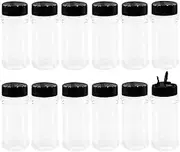 Set of 12Pcs Empty Plastic Spice Jars, 3.3 Fluid Ounces/100ml Spice Containers for Storing BBQ Seasoning Salt Pepper,Glitter Shakers Bottles (Black)