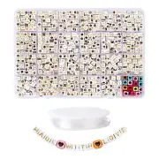 White Cube Acrylic Beads Letter Elastic Crystal Thread DIY Jewelry Making Kits