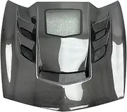 KR-1 Style Glossy Carbon Fiber Car Hood Bonnet With Glass Compatible For Chevrolet Corvette C7 Z06