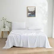 Dreamaker Ultra Soft Micro Flannel Sheet Set King Single Bed - Flannelette Alternative Fade & Wrinkle Resistant Warmth & Cosy Winter Bedding Sheets Flat Sheet, Fitted Sheet, Pillowcase - White
