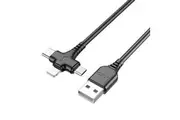 Hoco X77 3in1 USB-A to Lightning USB-C Micro-USB Charging Cable 6931474784261 - Black