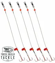 Ice Fishing Wire Tip Up Leader Rigs VMC Hooks 1/0 1 2 4 6 8 5-Pack Red Flipper