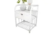 Breeze Suzane Natural Rattan One Drawer Bedside Table Solid White