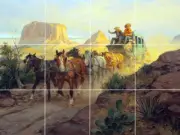 stage to redrock country western cowboys dye charl ceramic tile mural backsplash