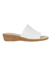[Hush Puppies] Coco Leather Low Heeled Sandal in White