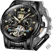 [OLEVS] Automatic Watches for Men Tourbillon Automatic Mechanism Luxury Dress Stainless Steel Bracelet Luminous Waterproof Men's Watch